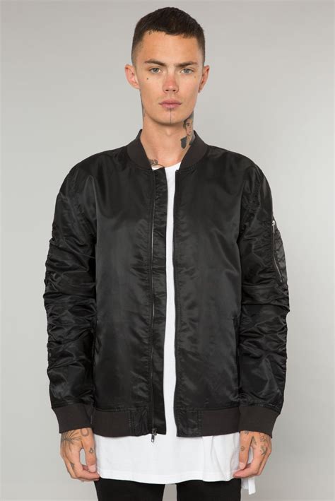 Nylon Bomber Jacket in Black 